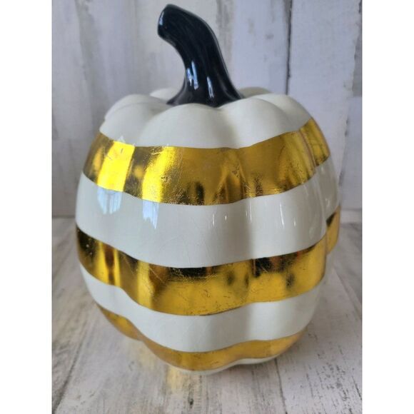 Robert Stanley happy harvest large ceramic pumpkin Halloween fall decor - Picture 7 of 9